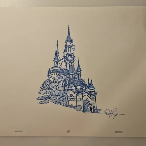 Disneyland Paris Sleeping Beauty Castle La Chateau De La Belle Drawing/sketch - Picture 6 of 6